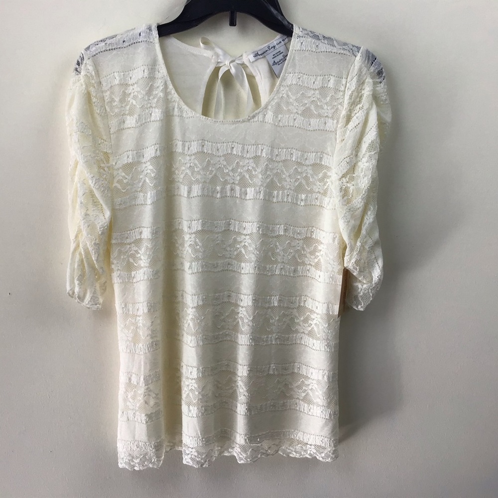 American Rag, Lacey, XL, Ecru, Blouse,NWT.
